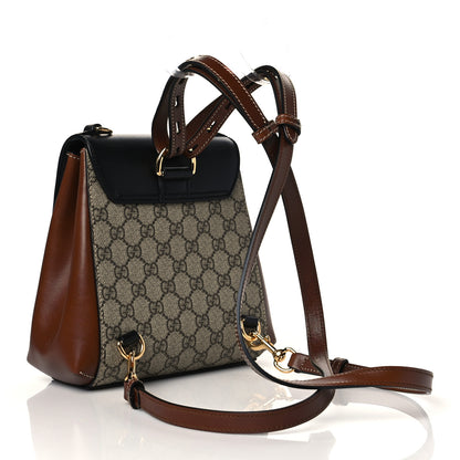 Gucci GG Supreme Monogram Calfskin Padlock Backpack Beige Cuir Black 3 of 11