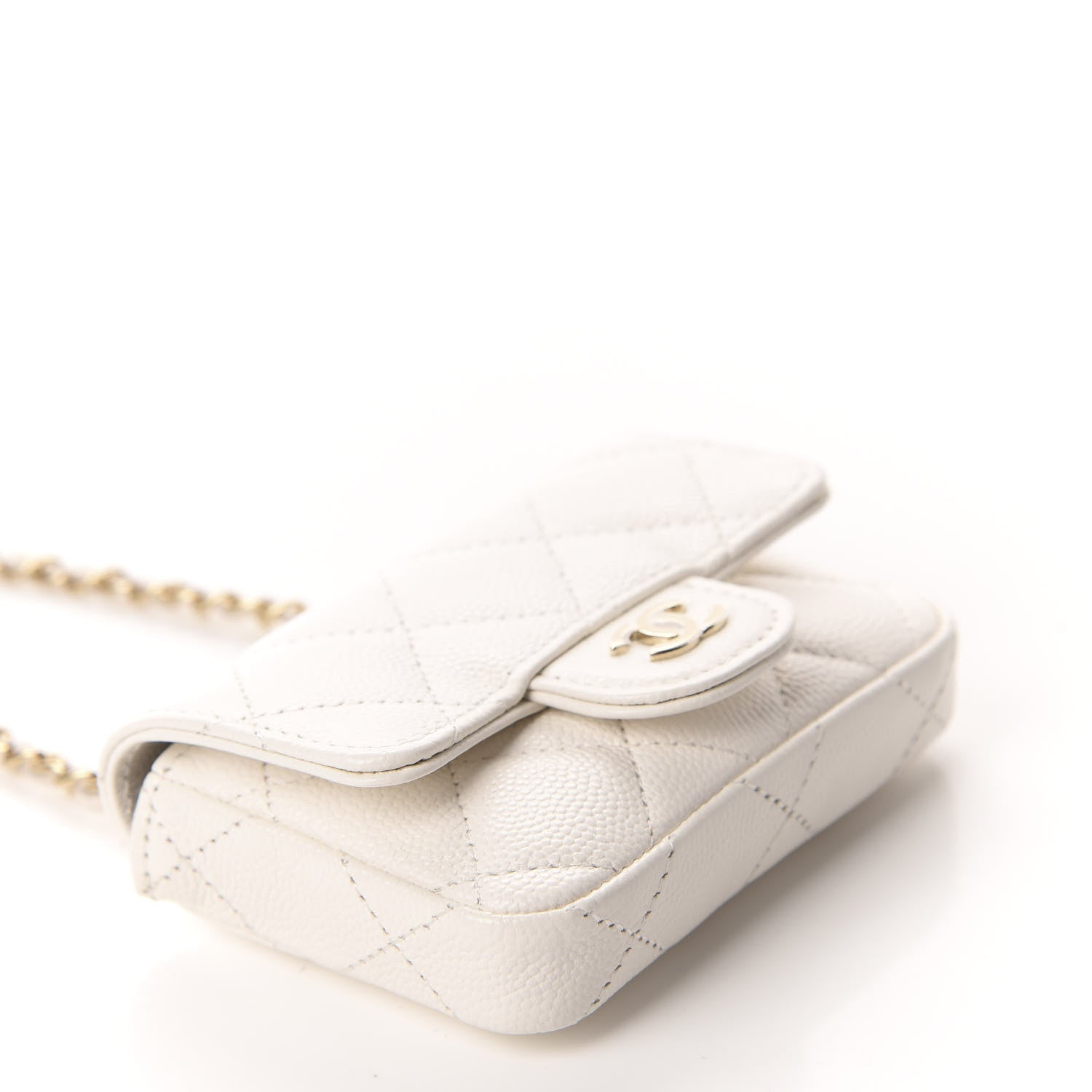 Chanel Caviar Quilted Flap Chain Waist Bag White 4 of 12