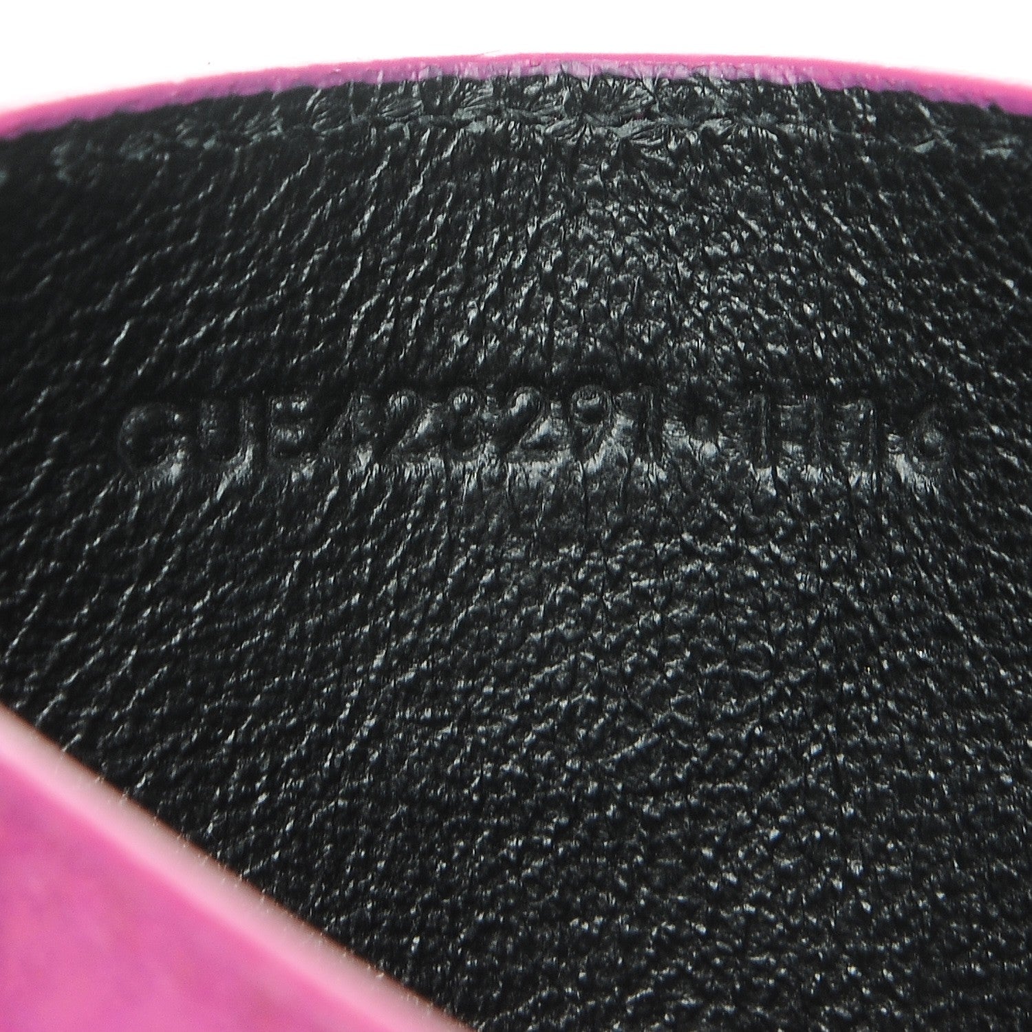 Saint Laurent Metallic Crackled Calfskin Matelasse Chevron Monogram Credit Card Case Fuchsia 7 of 8