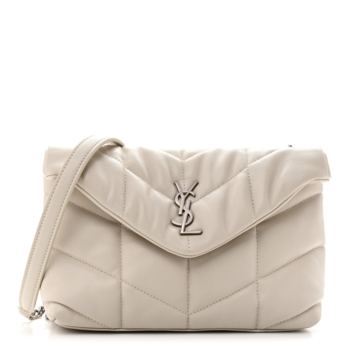Lambskin Quilted Toy Loulou Puffer Monogram Chain Satchel Crema Soft