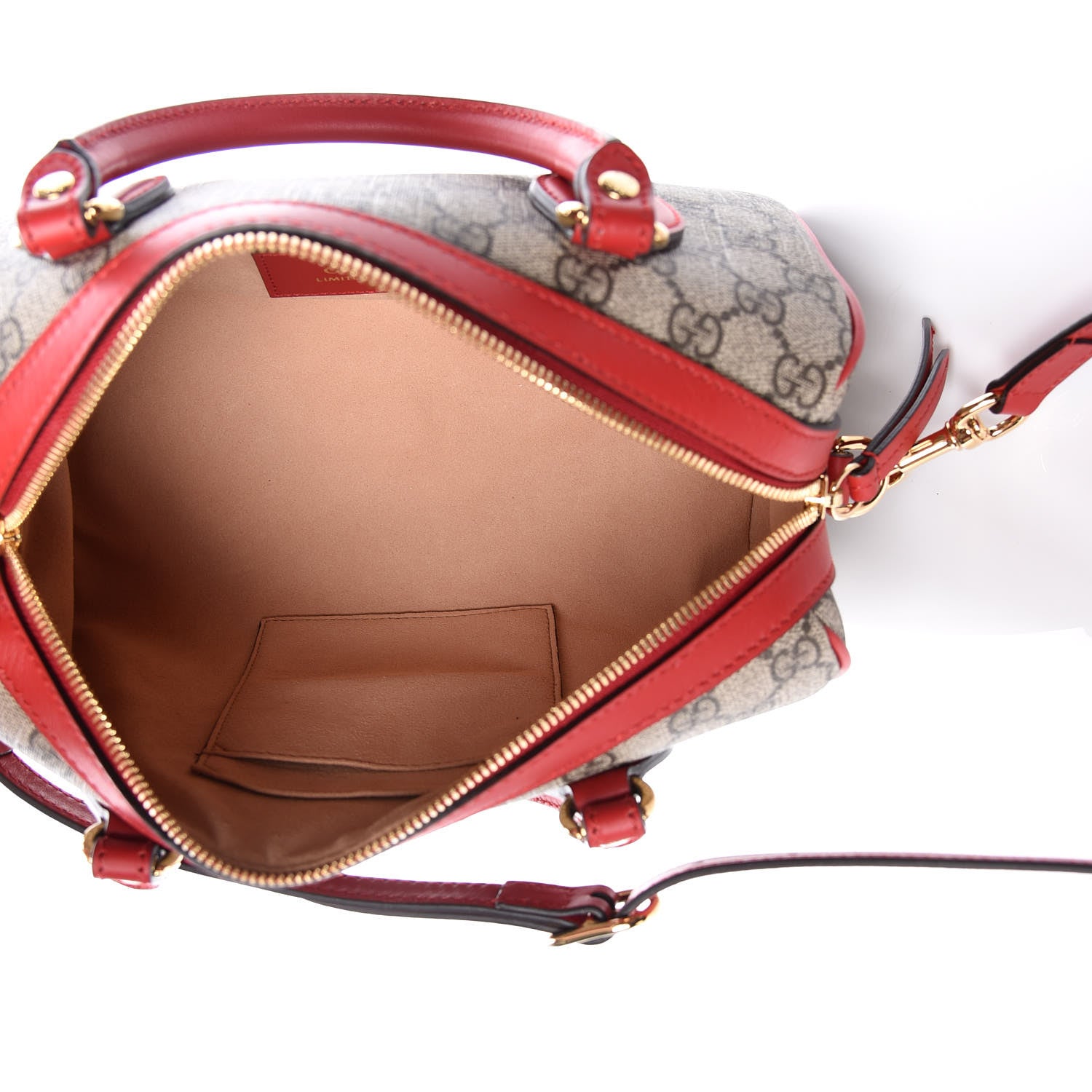 Gucci GG Supreme Monogram Kingsnake Heart Embroidered Small Boston Red 5 of 11