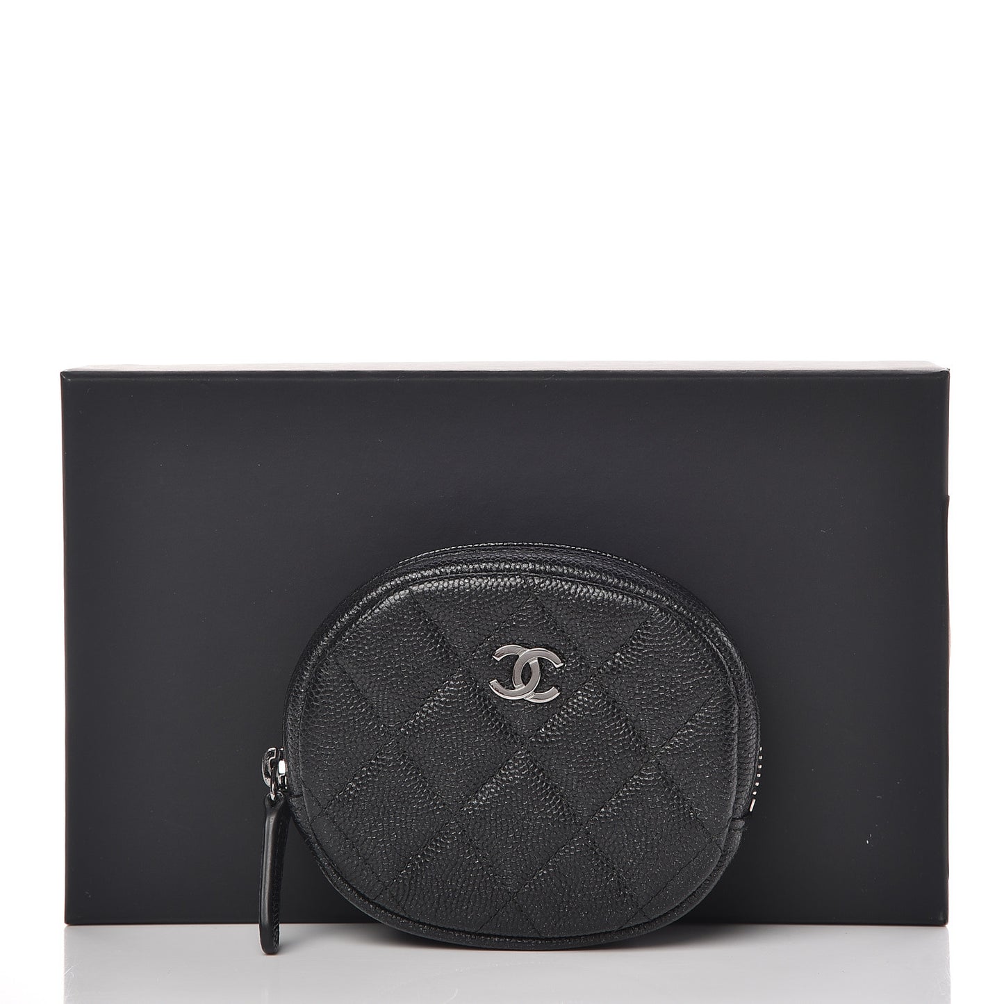 Iridescent Caviar Quilted Zip Around Classic Coin Purse Black
