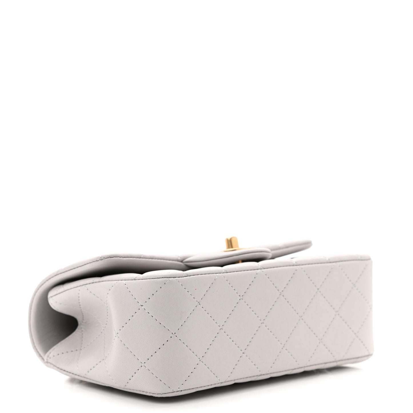 Lambskin Quilted Mini Top Handle Rectangular Flap Grey
