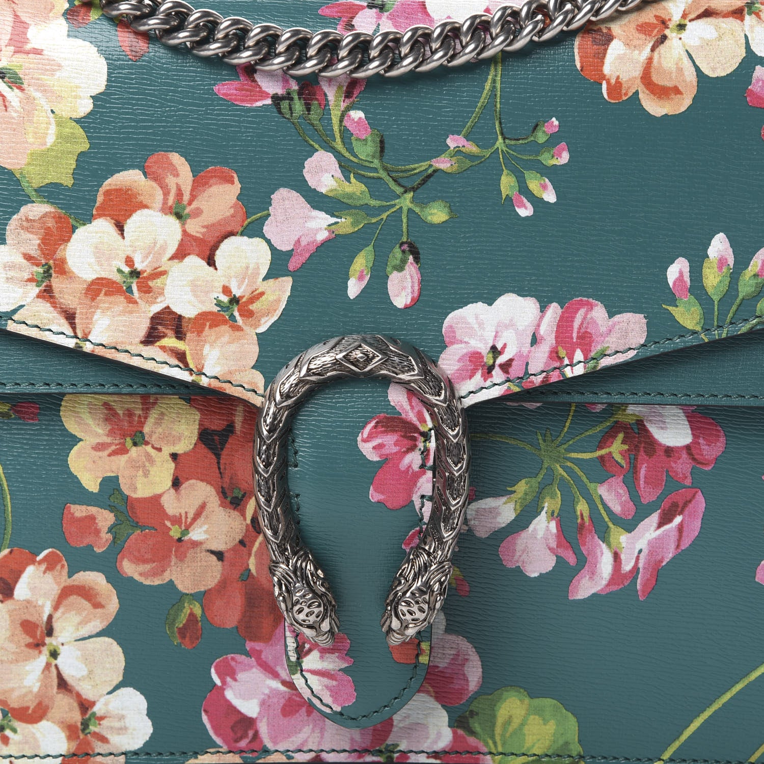 Gucci Calfskin Blooms Print Medium Dionysus Shoulder Bag Bright Emerald Multicolor 8 of 10