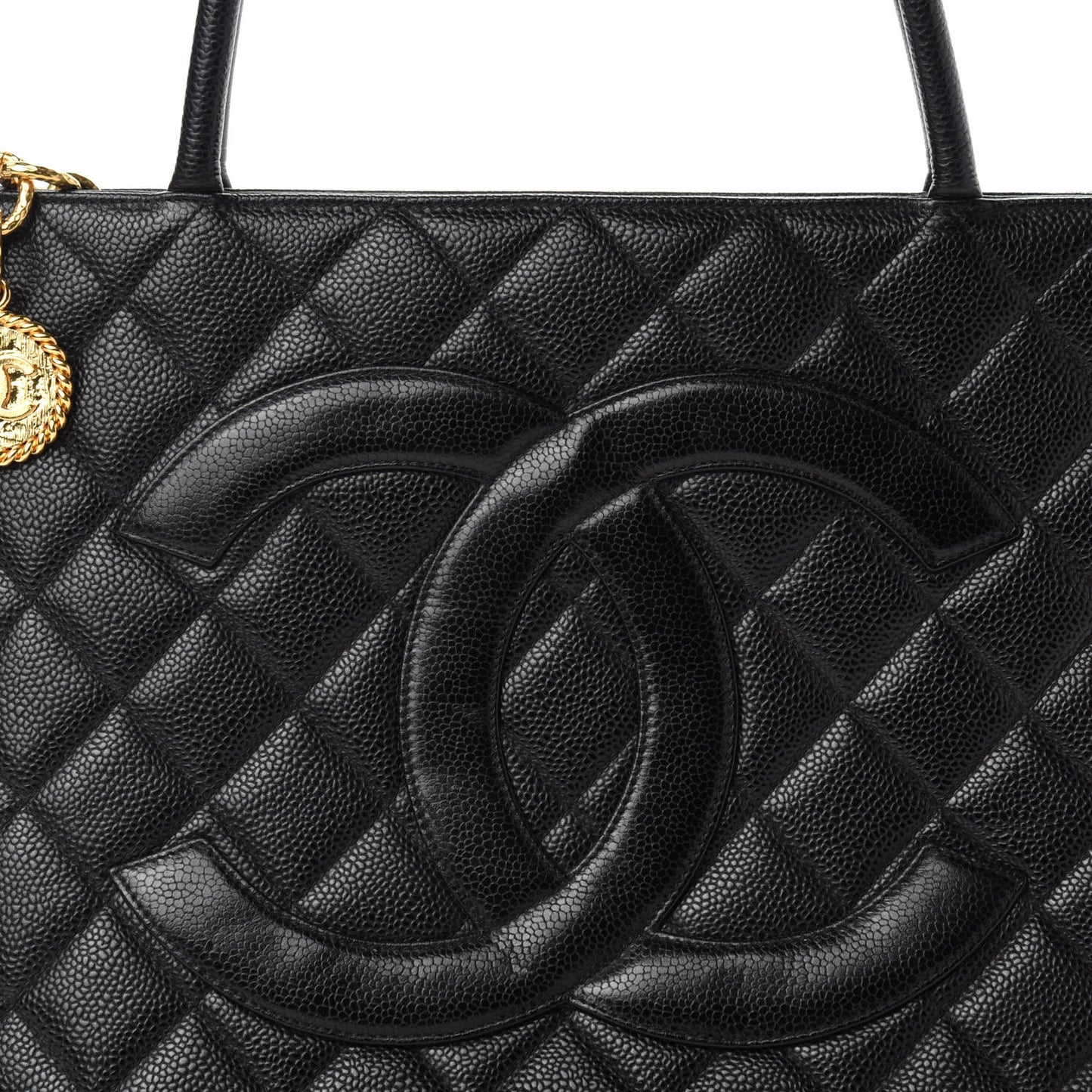 Caviar Quilted Medallion Tote Black
