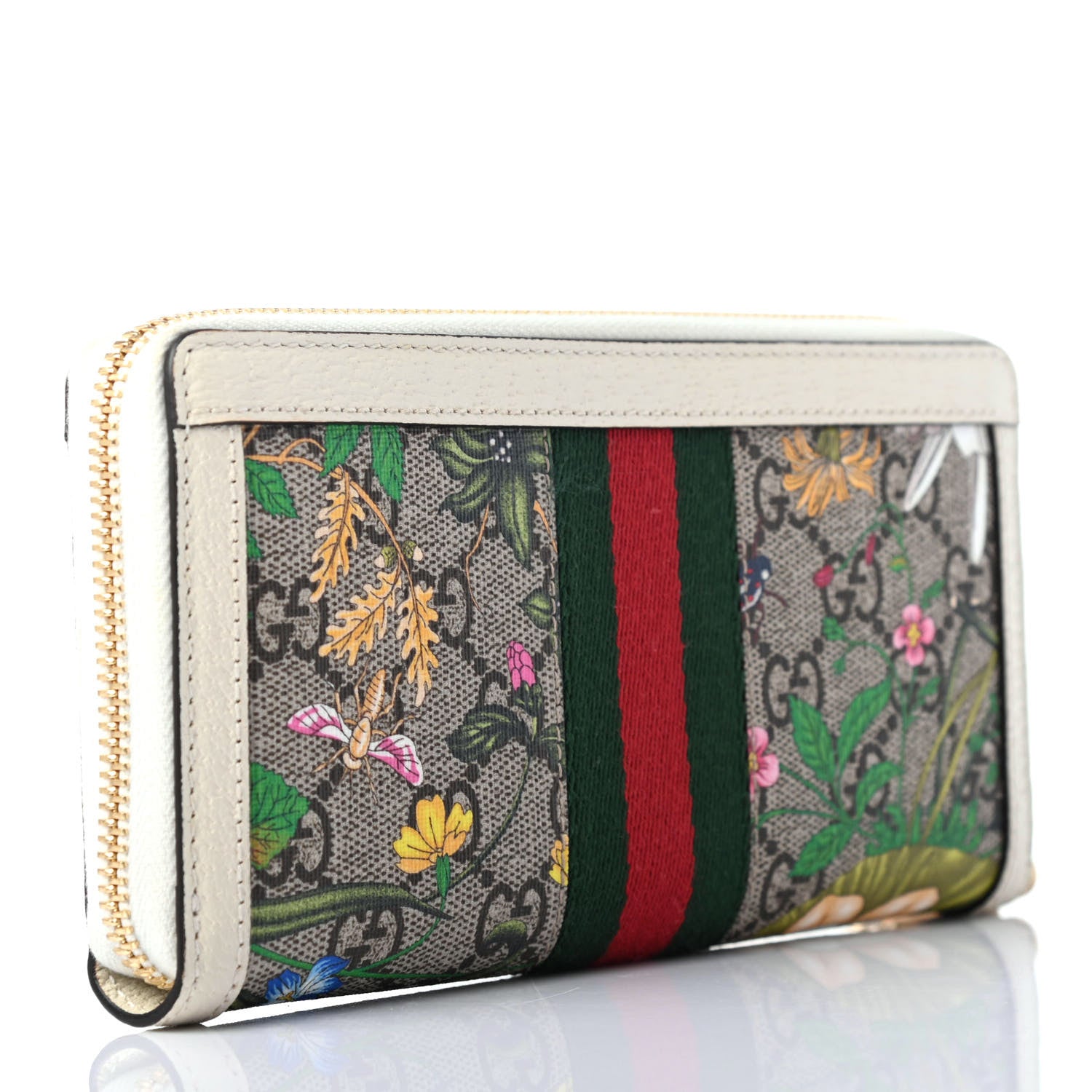 Gucci GG Supreme Monogram Flora Ophidia Zip Around Wallet White 2 of 4