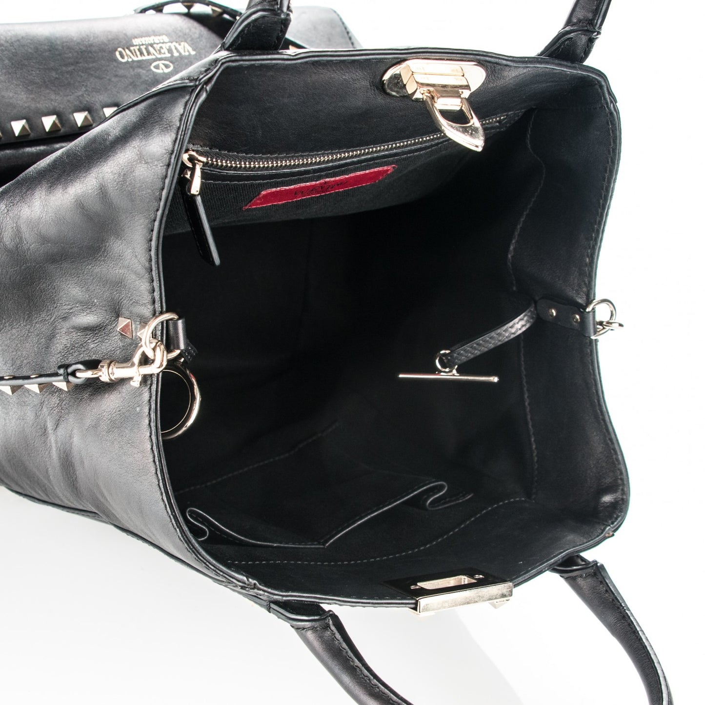 Calfskin Rockstud New Dome Bucket Tote Black