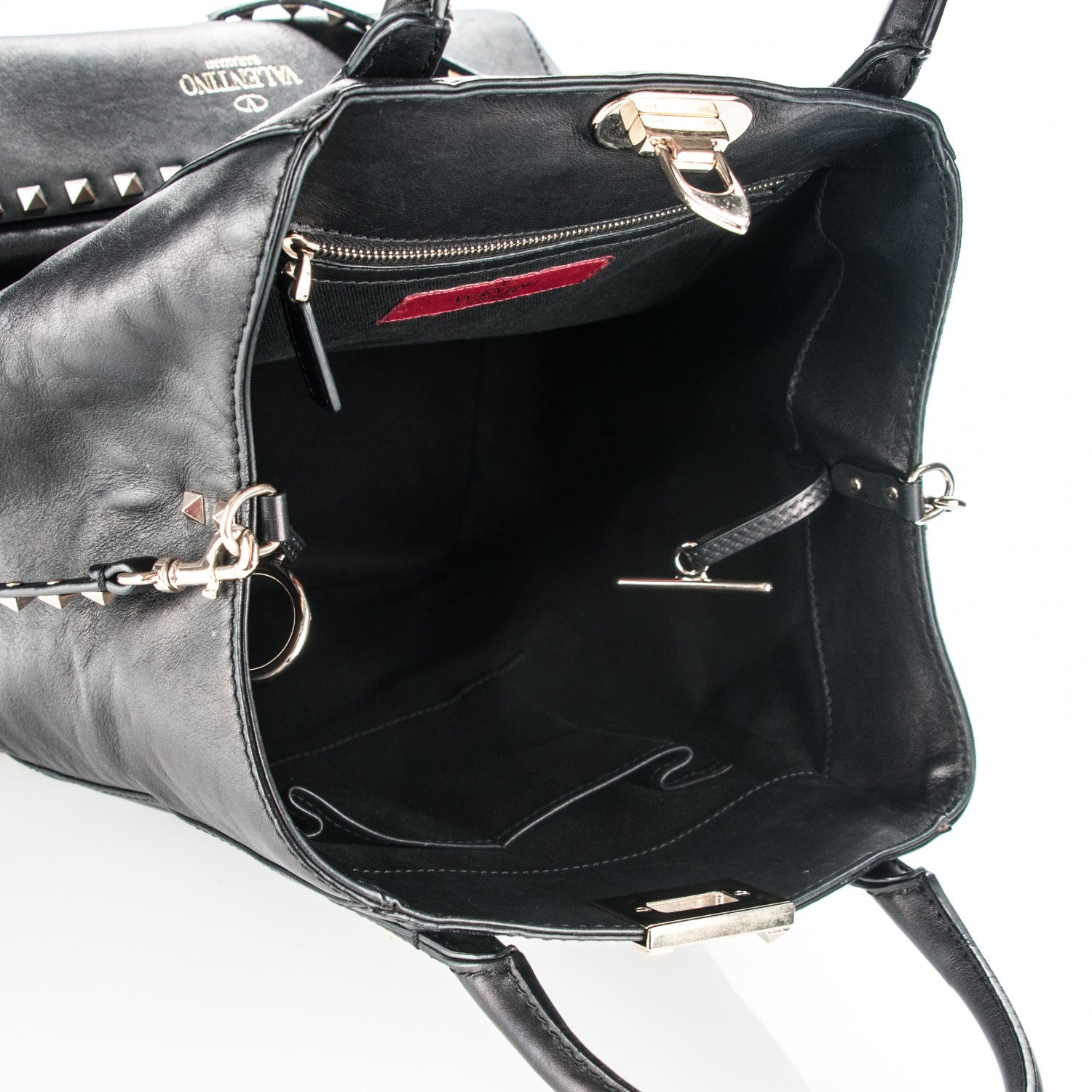 Valentino Garavani Calfskin Rockstud New Dome Bucket Tote Black 5 of 6