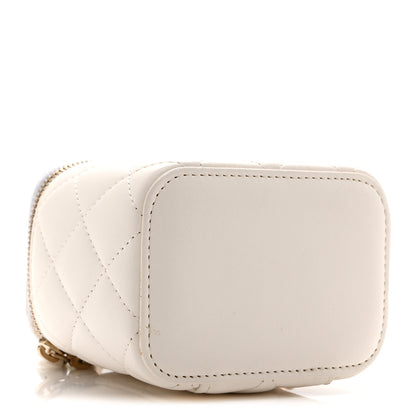 Chanel Lambskin Quilted Pearl Crush Mini Vanity Case With Chain White 4 of 10