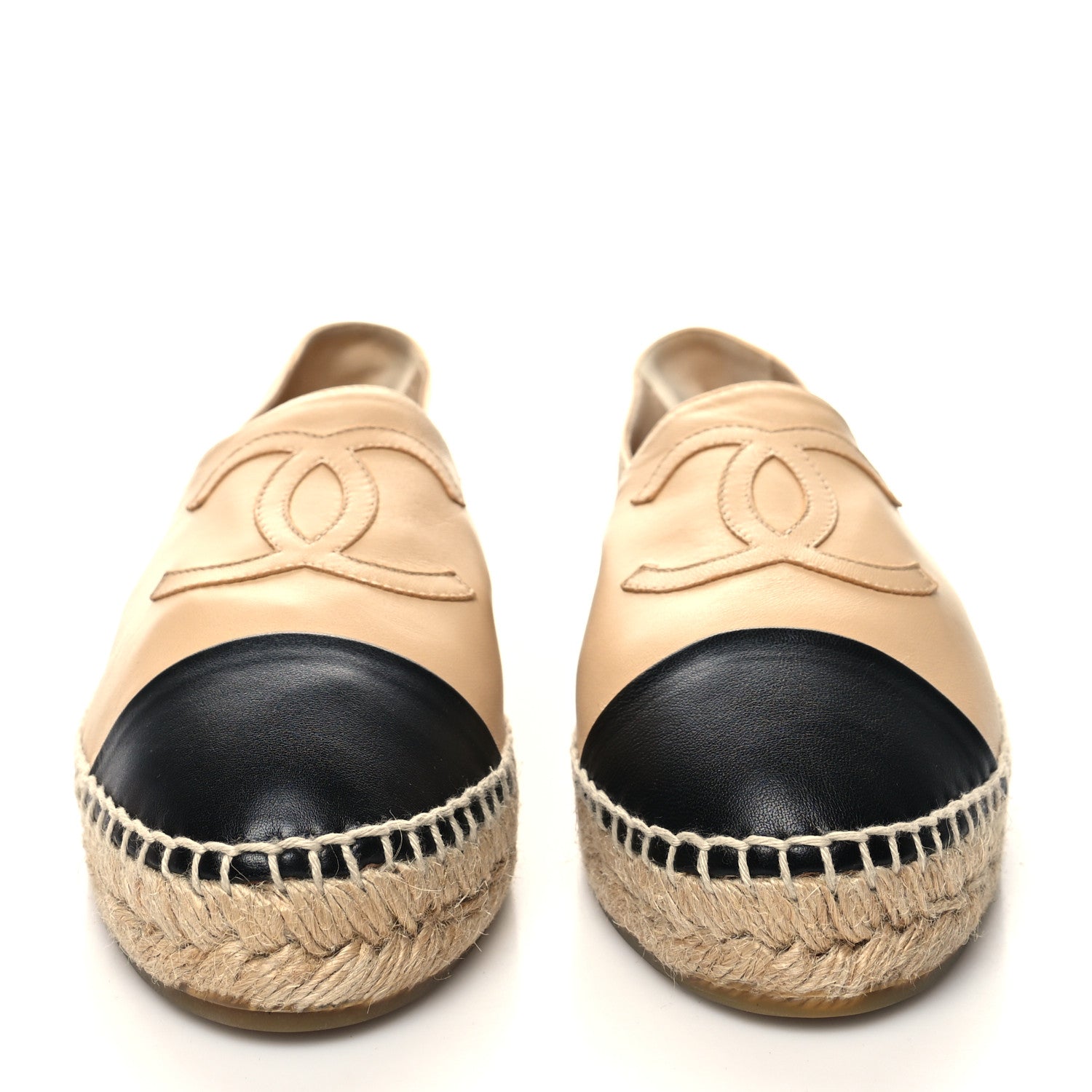 Chanel Lambskin CC Espadrilles 40 Beige Black 2 of 9