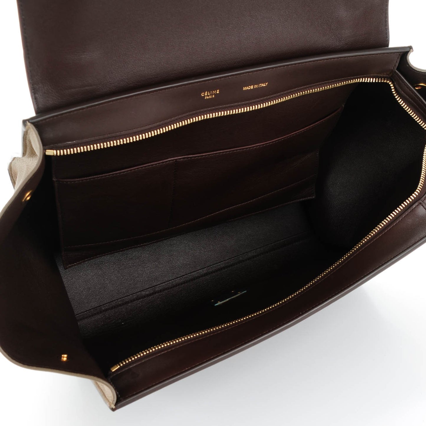 Satin Baby Grained Calfskin Medium Tri-Color Trapeze Tan