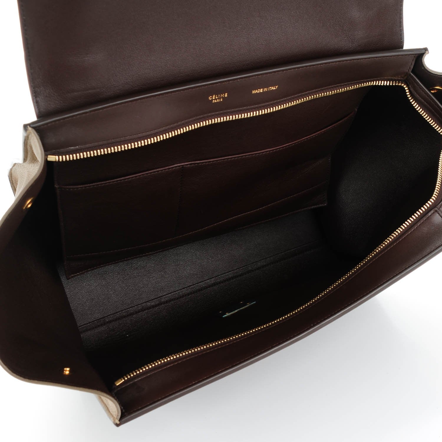 Celine Satin Baby Grained Calfskin Medium Tri-Color Trapeze Tan 5 of 7