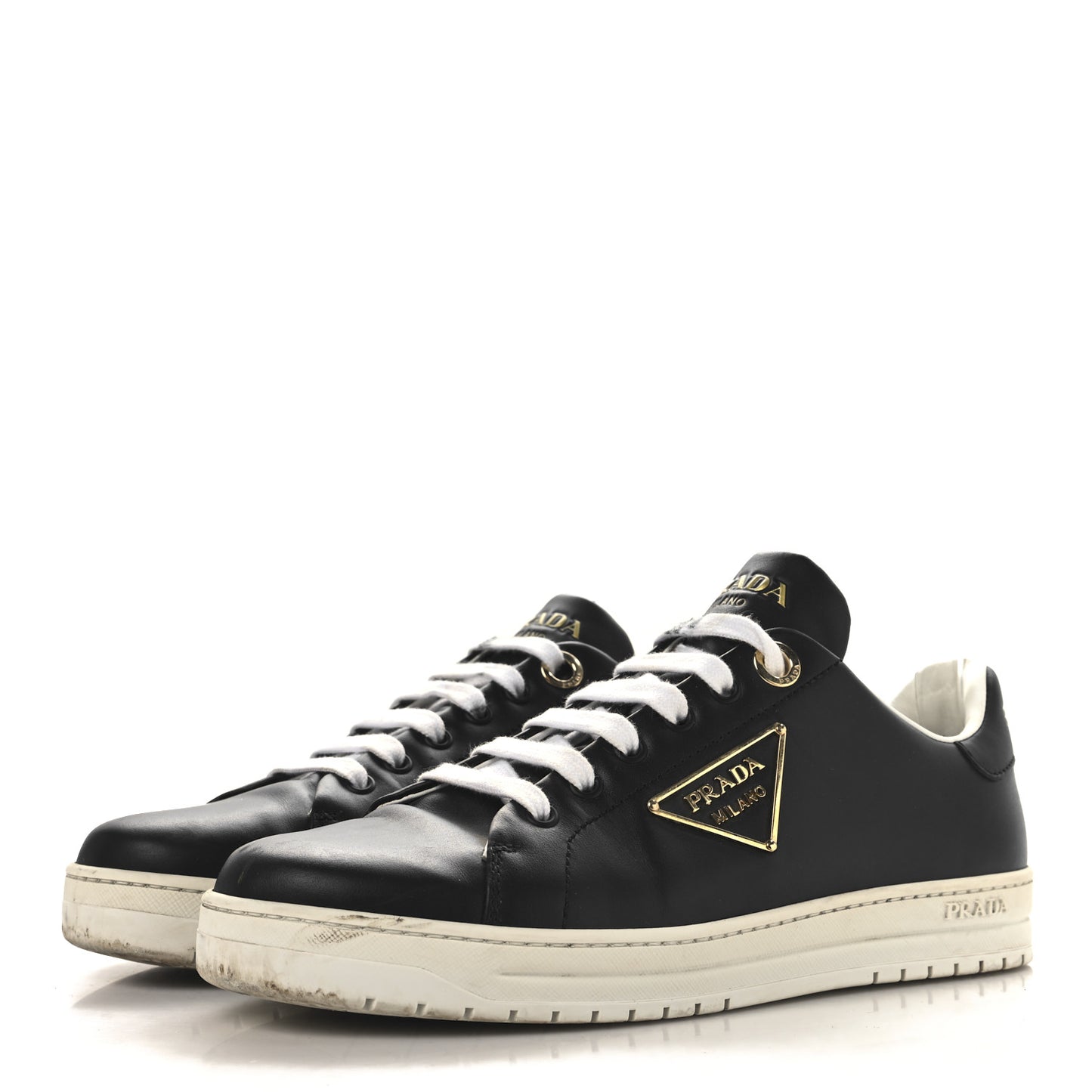 Vitello Soft Triangle Womens Edge Low Top 30mm Sneakers 40 Black White