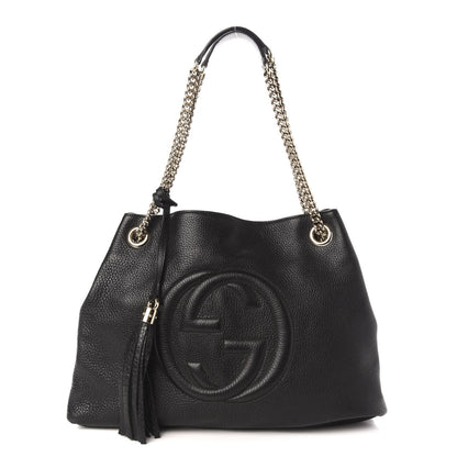 Gucci Pebbled Calfskin Medium Soho Chain Shoulder Bag Black 1 of 13