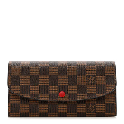 Louis Vuitton Damier Ebene Emilie Wallet Red 1 of 7