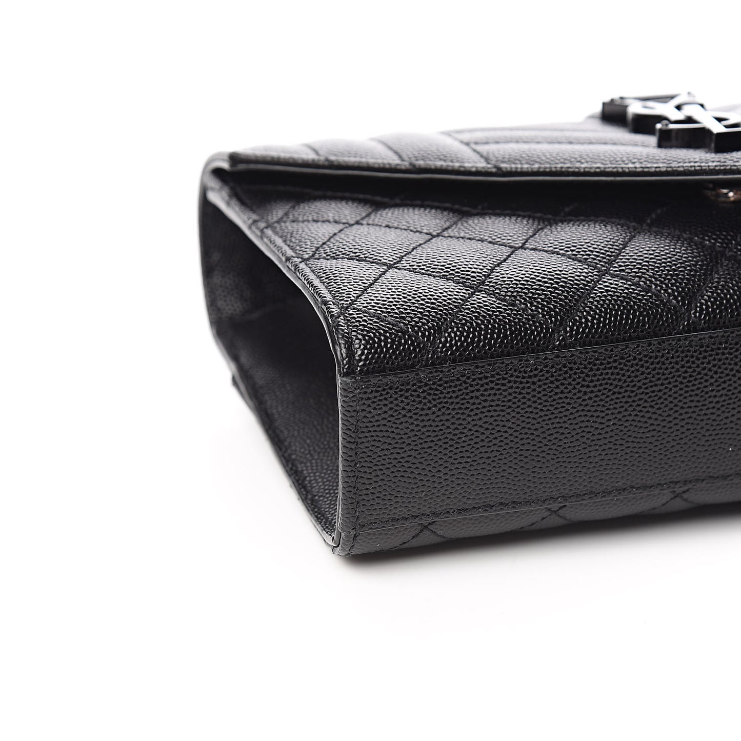 Grain De Poudre Textured Mixed Matelasse Triquilt Small Monogram Satchel Black