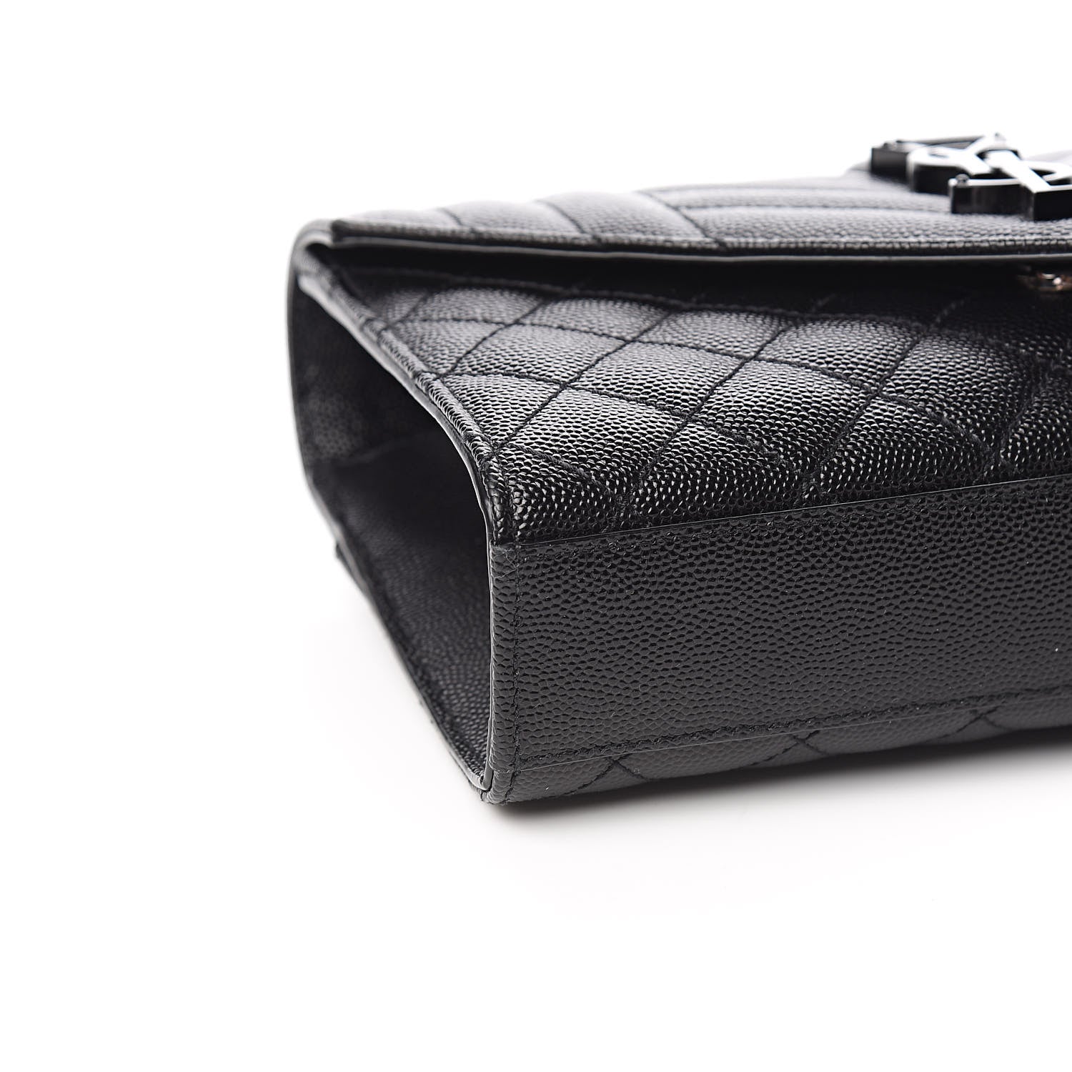Saint Laurent Grain De Poudre Textured Mixed Matelasse Triquilt Small Monogram Satchel Black 7 of 9