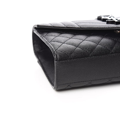 Saint Laurent Grain De Poudre Textured Mixed Matelasse Triquilt Small Monogram Satchel Black 7 of 9