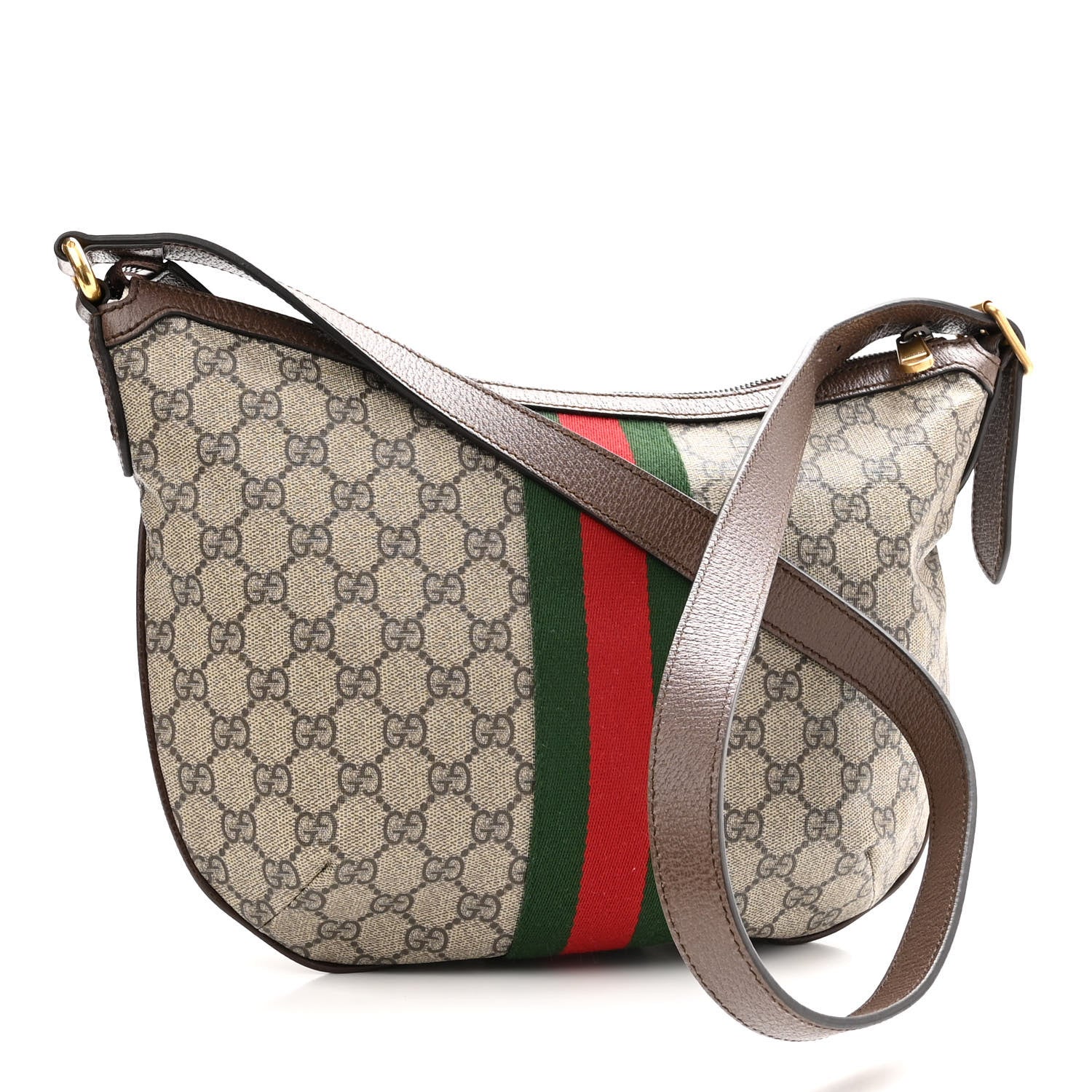 Gucci GG Supreme Monogram Web Small Ophidia Half Moon Hobo Brown 3 of 10