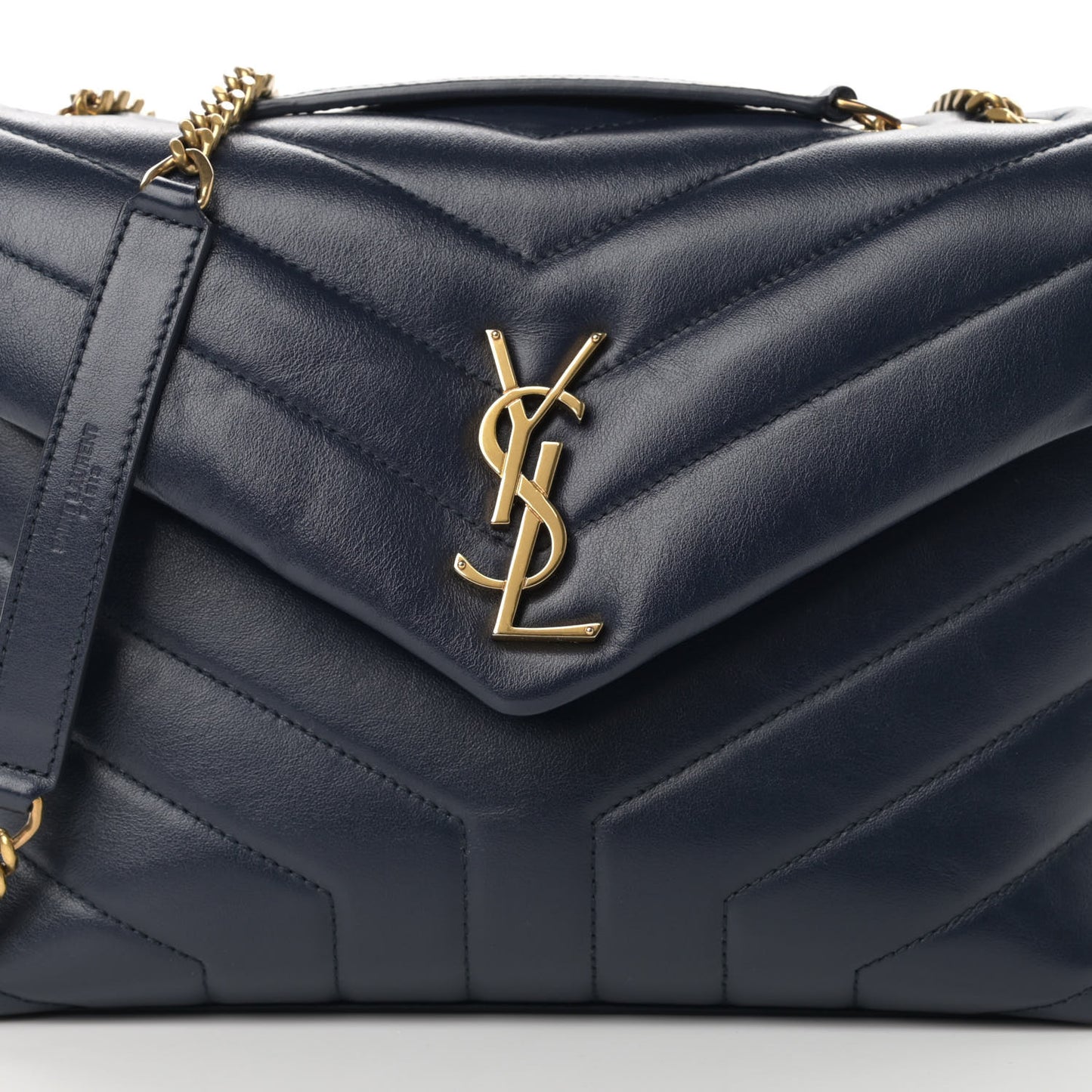 Calfskin Y Quilted Monogram Small Loulou Chain Satchel Denim Brut