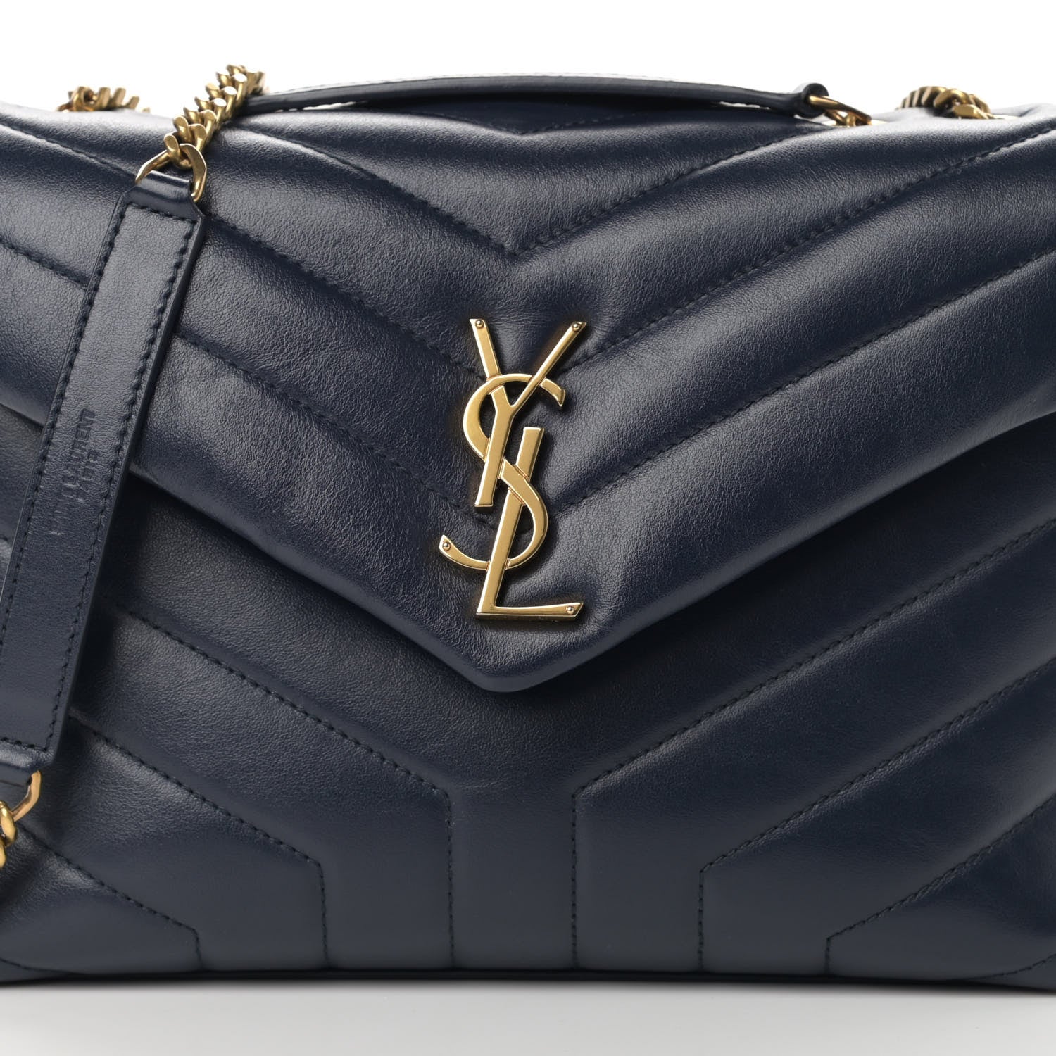 Saint Laurent Calfskin Y Quilted Monogram Small Loulou Chain Satchel Denim Brut 8 of 13