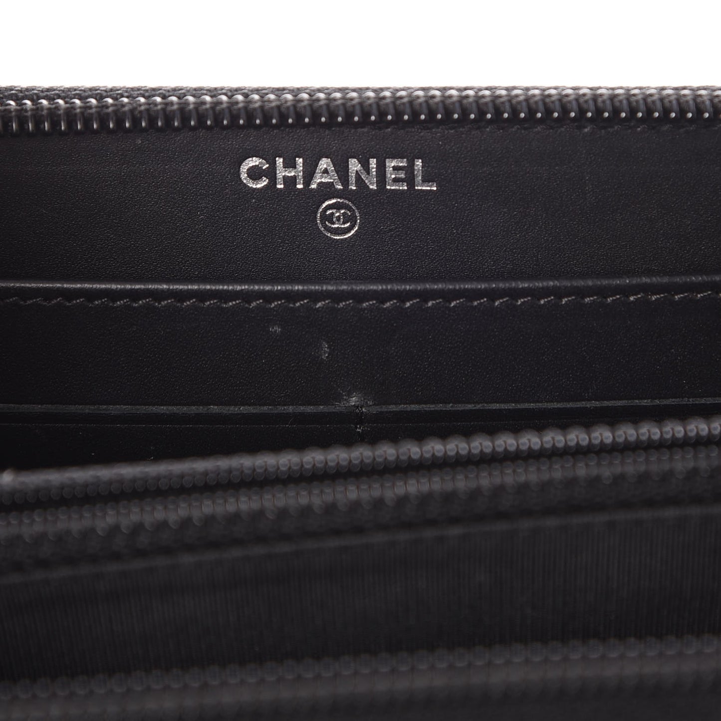 Distressed Patent Quilted Boy Zip Around Wallet Black
