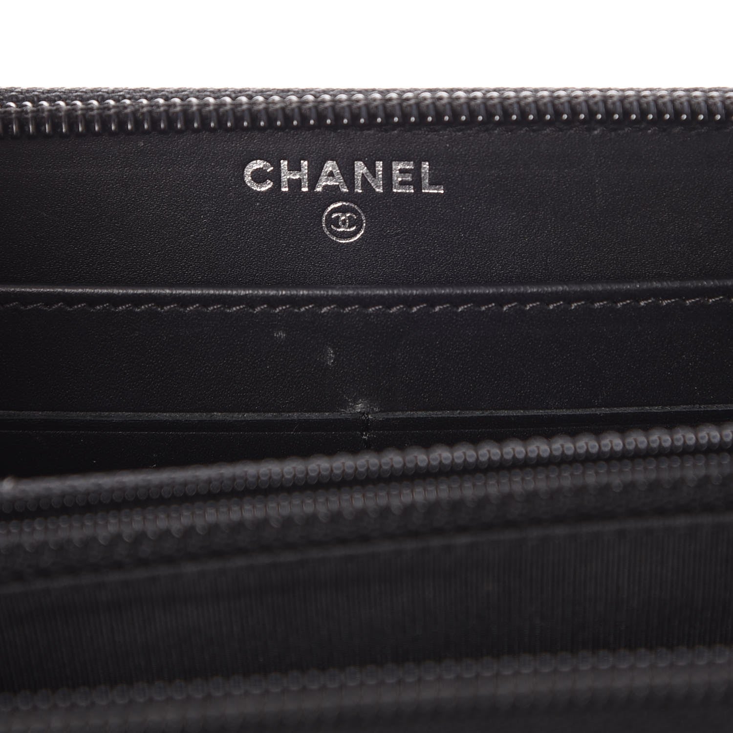 Chanel Distressed Patent Quilted Boy Zip Around Wallet Black 7 of 10