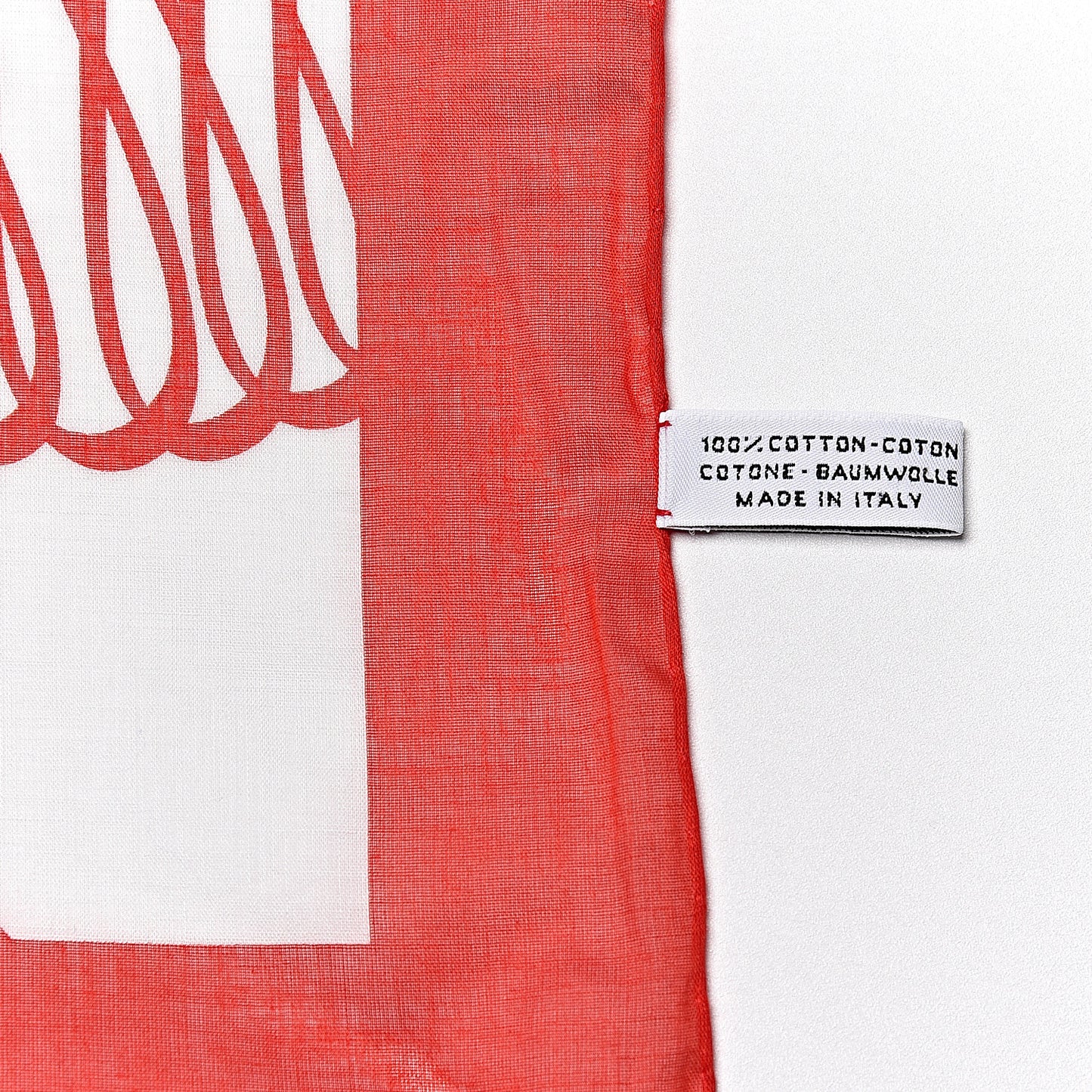 Cotton Logo Square Scarf White Red