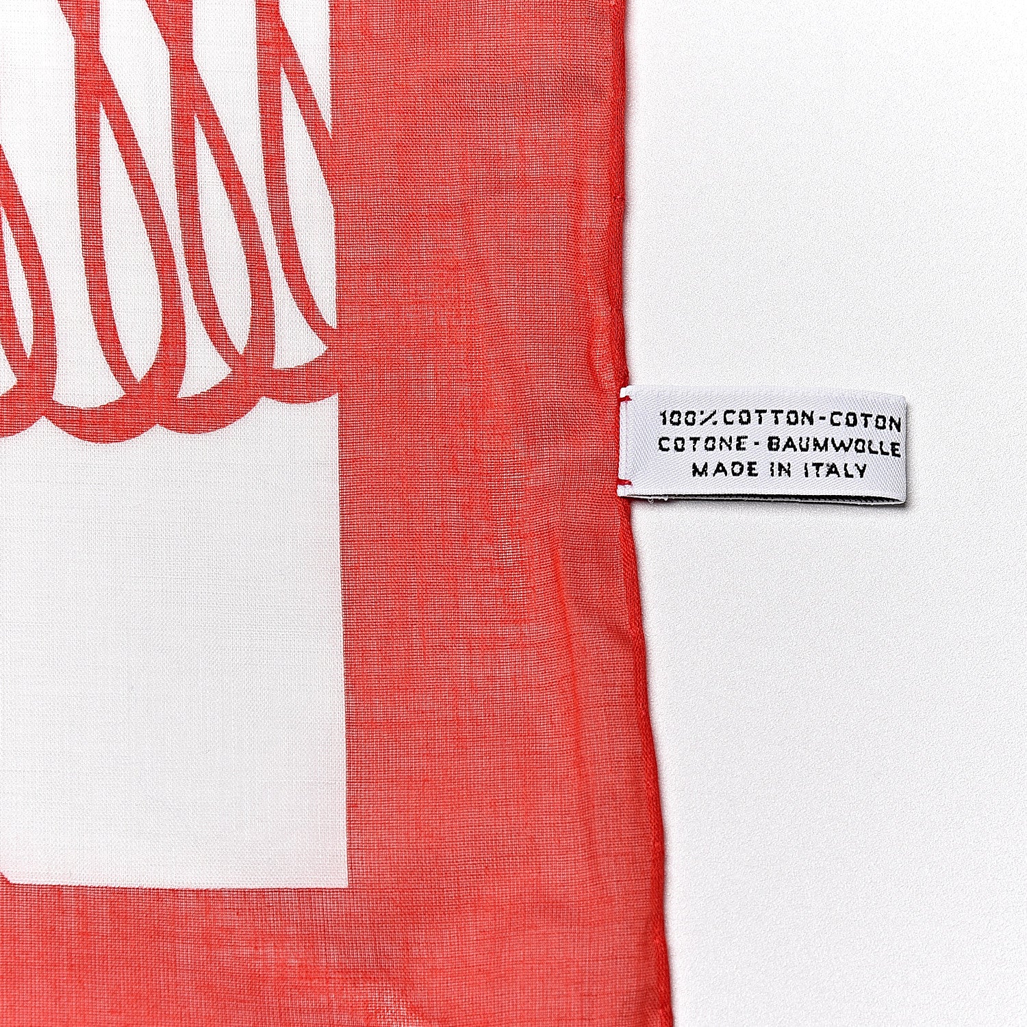 Chanel Cotton Logo Square Scarf White Red 3 of 4