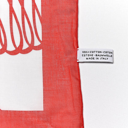 Chanel Cotton Logo Square Scarf White Red 3 of 4