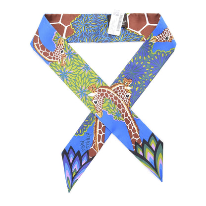 Hermes Silk The Three Graces Twilly Bleu Vert Marron 1 of 4