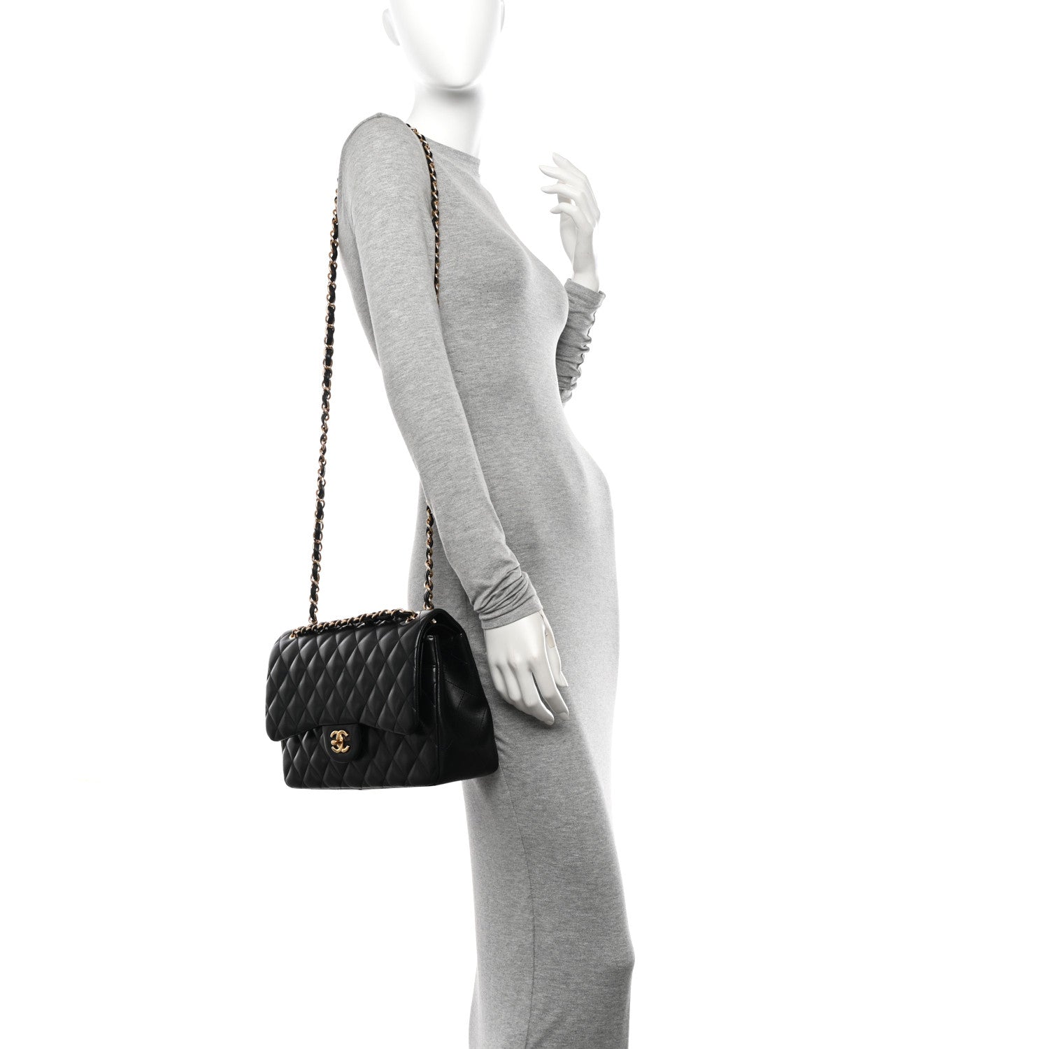 Chanel Lambskin Quilted Jumbo Double Flap Black 3 of 10