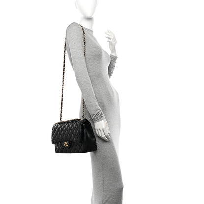 Chanel Lambskin Quilted Jumbo Double Flap Black 3 of 10