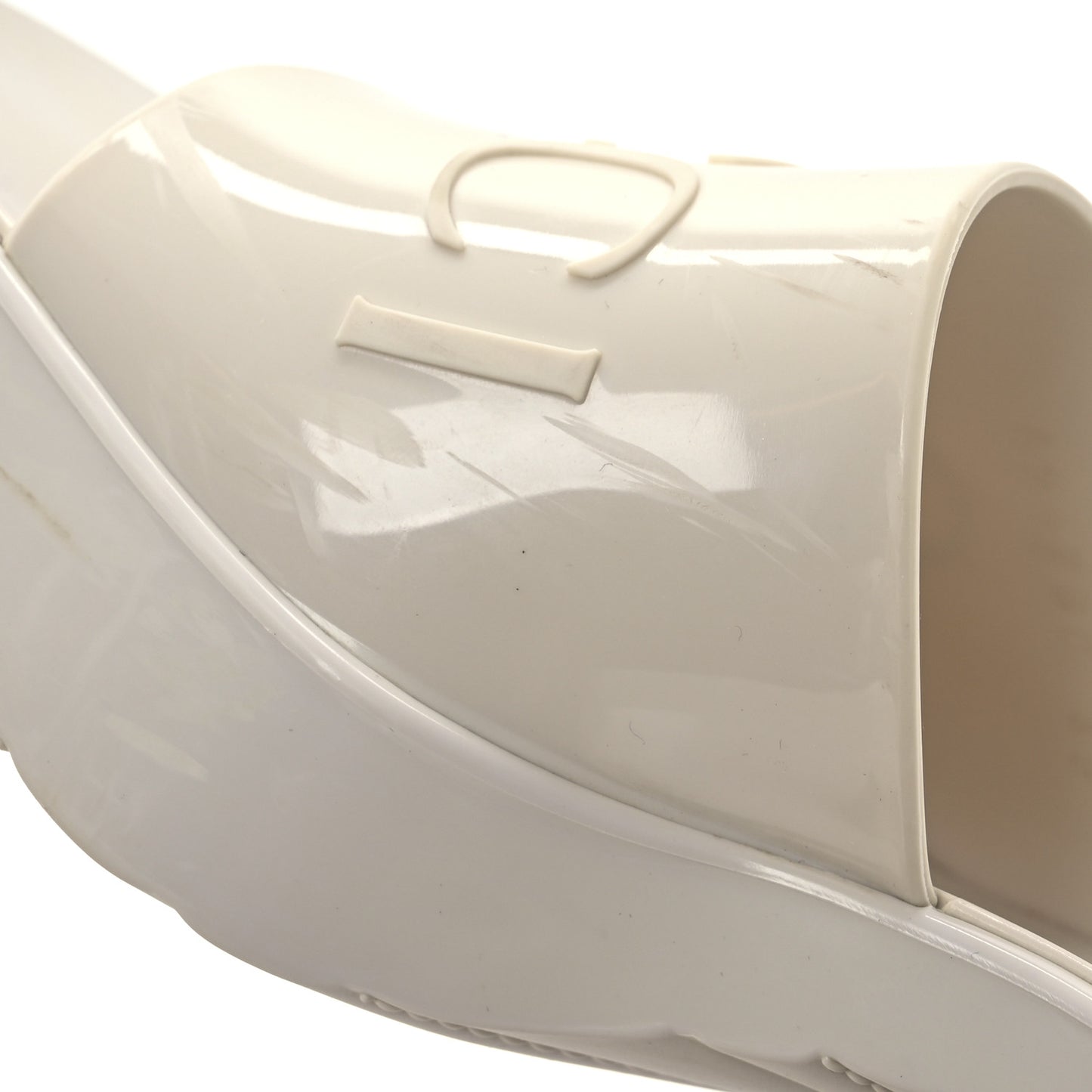 Rubber Gucci Logo Womens Platform 20/60mm Slide Sandals 35 Mystic White