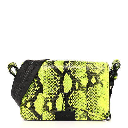 Off-White Calfskin Python Embossed Binder Flap Bag Fluo Yellow Black 1 of 8