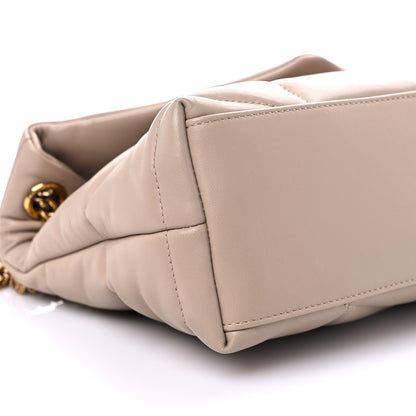 Saint Laurent Lambskin Quilted Small Loulou Puffer Monogram Chain Satchel Dark Beige 9 of 10