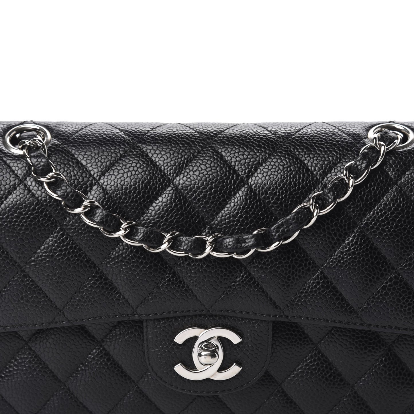 Caviar Quilted Small Double Flap Black