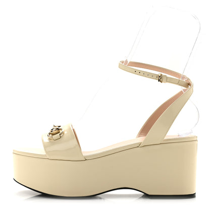 Gucci Superlight Calfskin Horsebit Platform Sandals  39.5 New Ivory 1 of 9