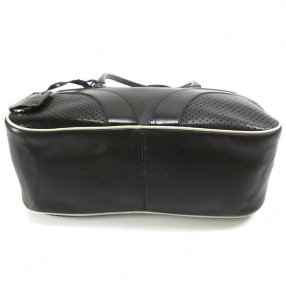 Leather Perforated Bowling Bag Black