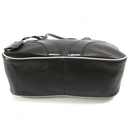Prada Leather Perforated Bowling Bag Black 5 of 9