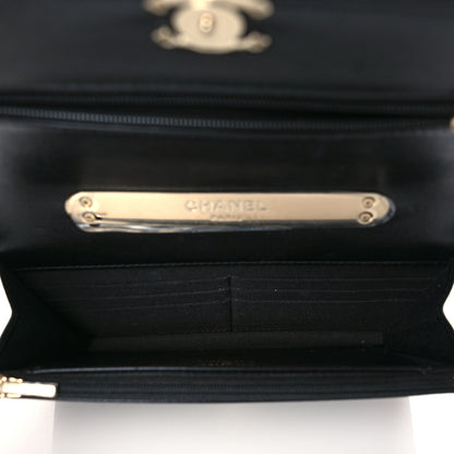 Chanel Lambskin Quilted Top Handle Wallet On Chain WOC Black 5 of 10