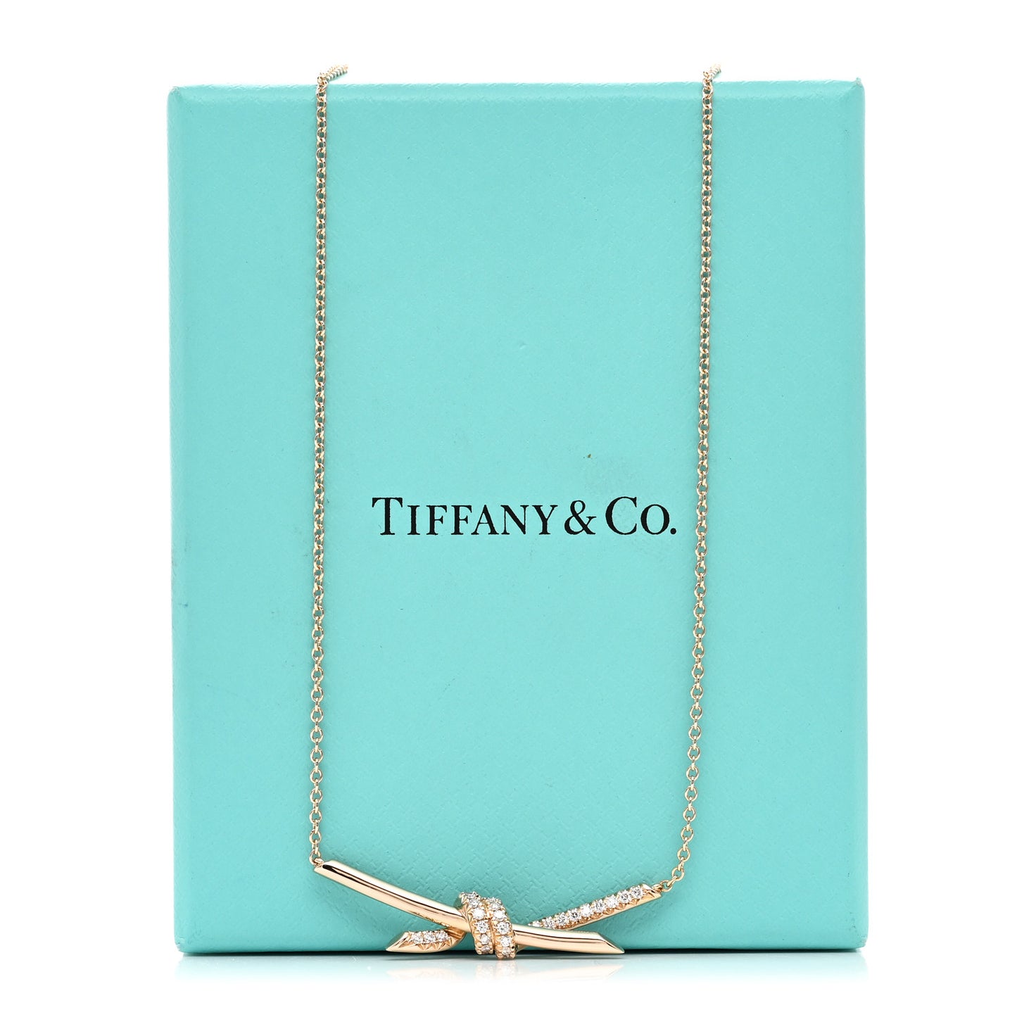 18K Rose Gold Diamond Knot Necklace