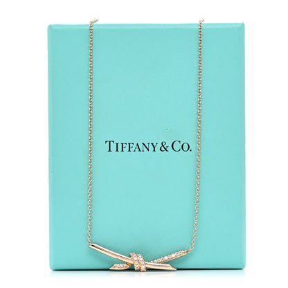 Tiffany 18K Rose Gold Diamond Knot Necklace 5 of 5