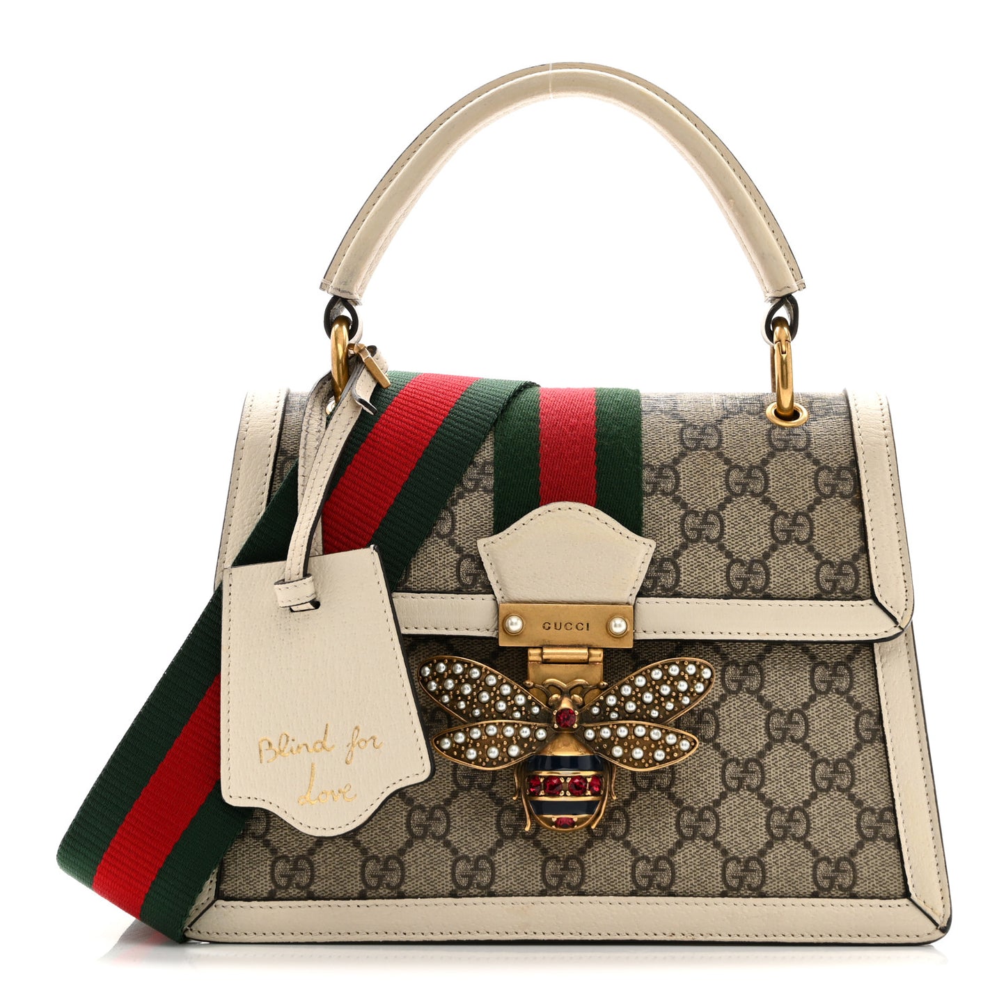 GG Supreme Monogram Small Queen Margaret Top Handle Bag White