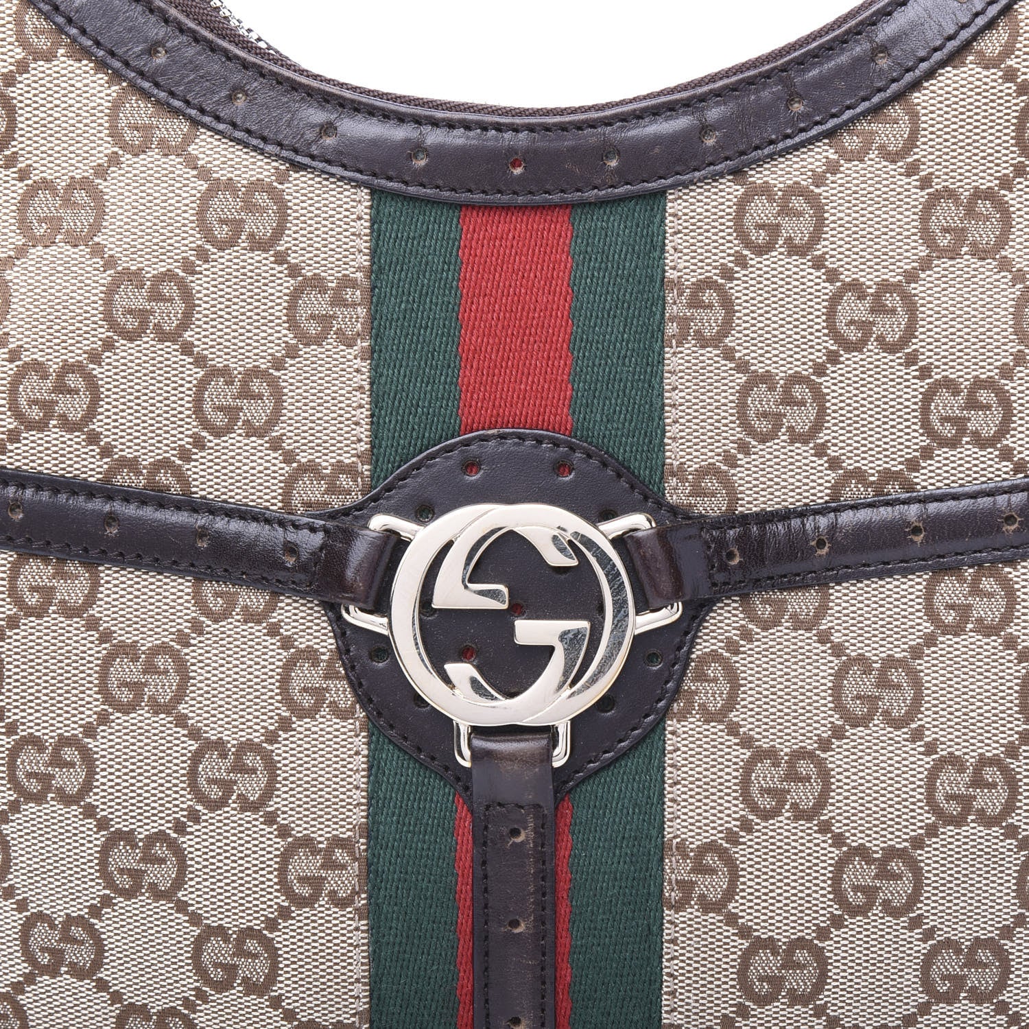 Gucci Monogram Web GG Reins Hobo Brown 10 of 10