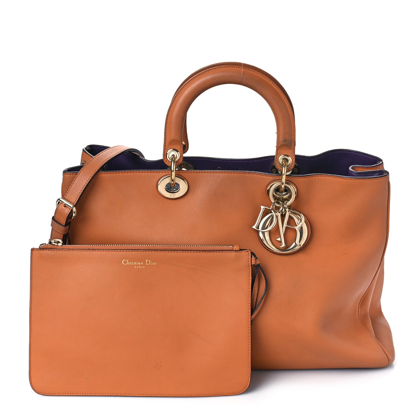 Smooth Calfskin Large Diorissimo Tote Brown Purple
