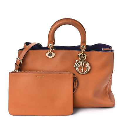 Christian Dior Smooth Calfskin Large Diorissimo Tote Brown Purple 1 of 14