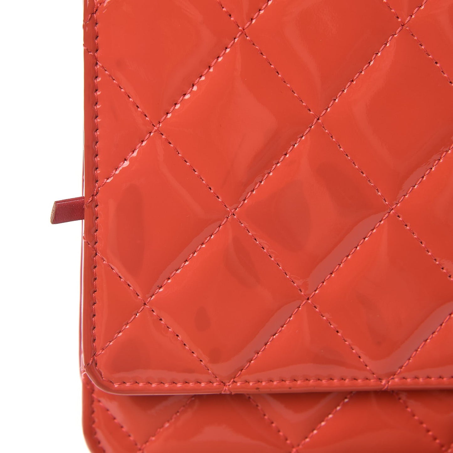 Patent Quilted Wallet On Chain WOC Coral