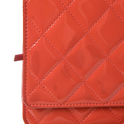 Chanel Patent Quilted Wallet On Chain WOC Coral 10 of 11