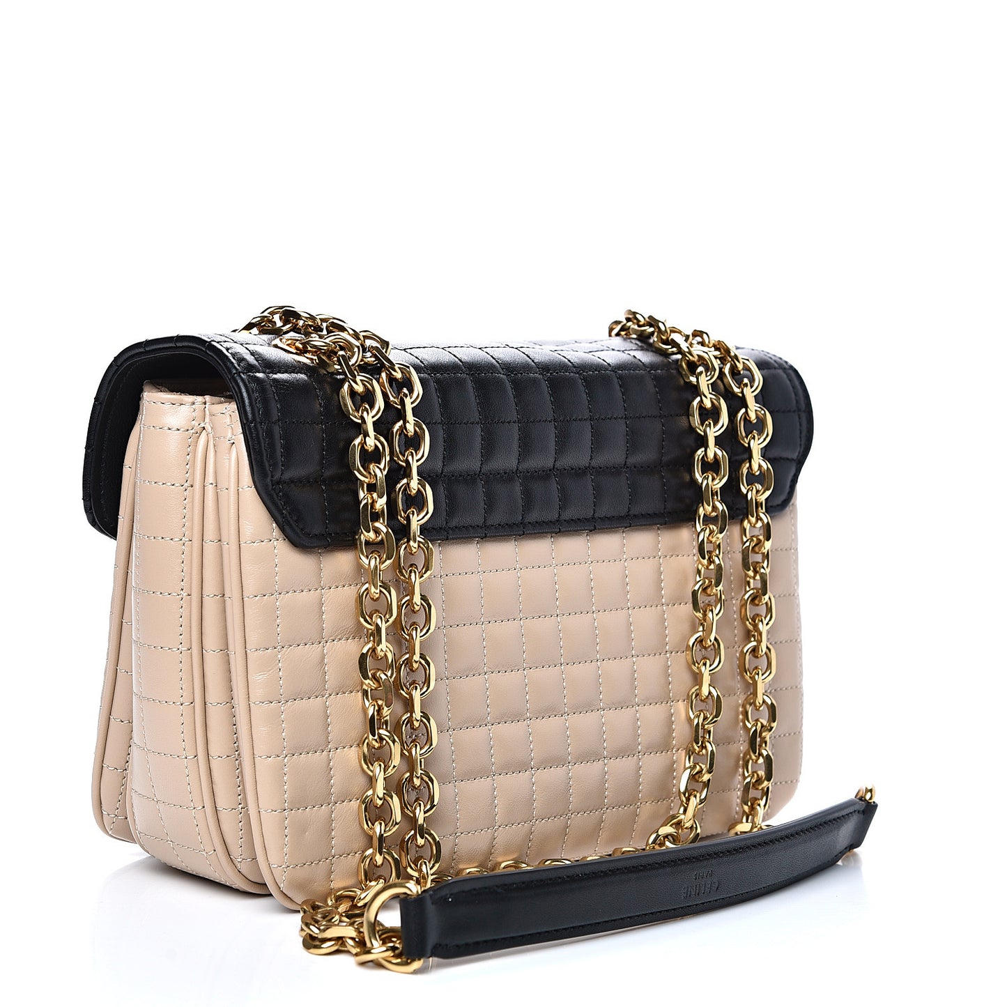 Calfskin Quilted Medium C Bag Nude Black